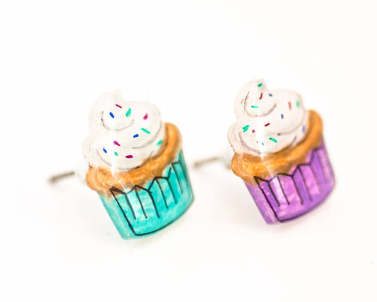 Cupcake Stud Earrings | Food Post Earrings