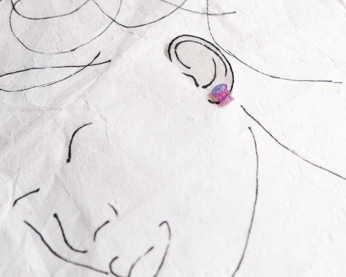 Jellyfish Pink and Blue Ocean Sea Life Stud Earrings