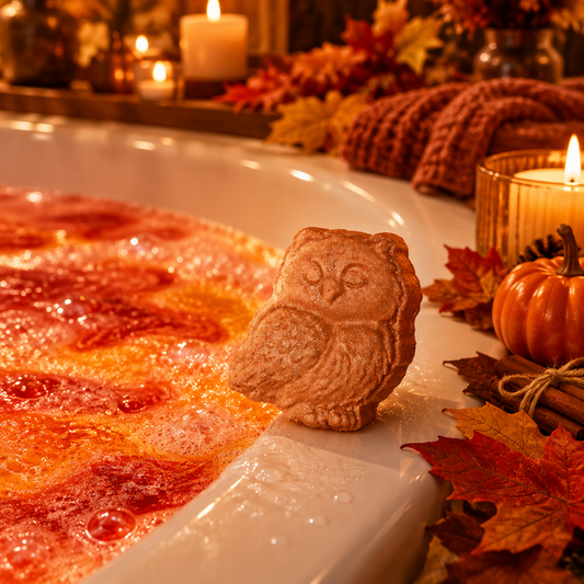 Autumn Hoot – Owl-Themed Fall Crystal-Infused Bath Bomb | Handmade