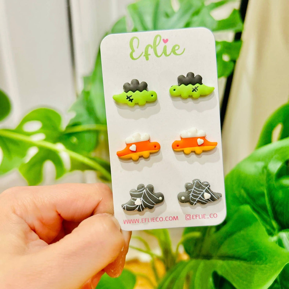 Halloween Dinosaurs Stud Earrings Candy Corn | Spooky Franke