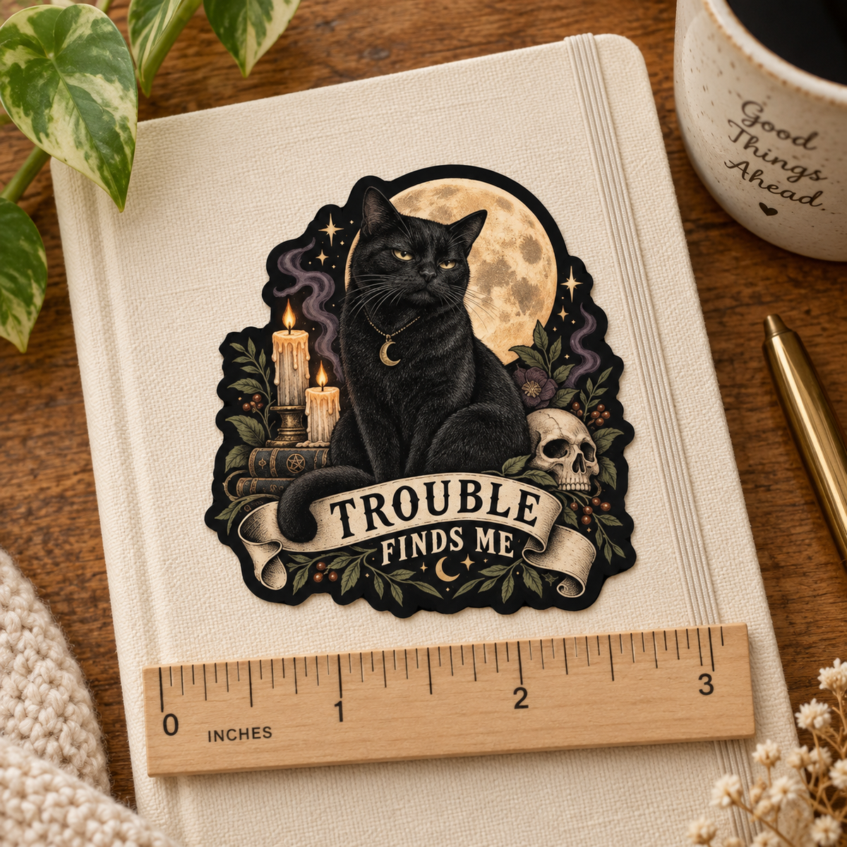 Trouble Finds Me Halloween Sticker