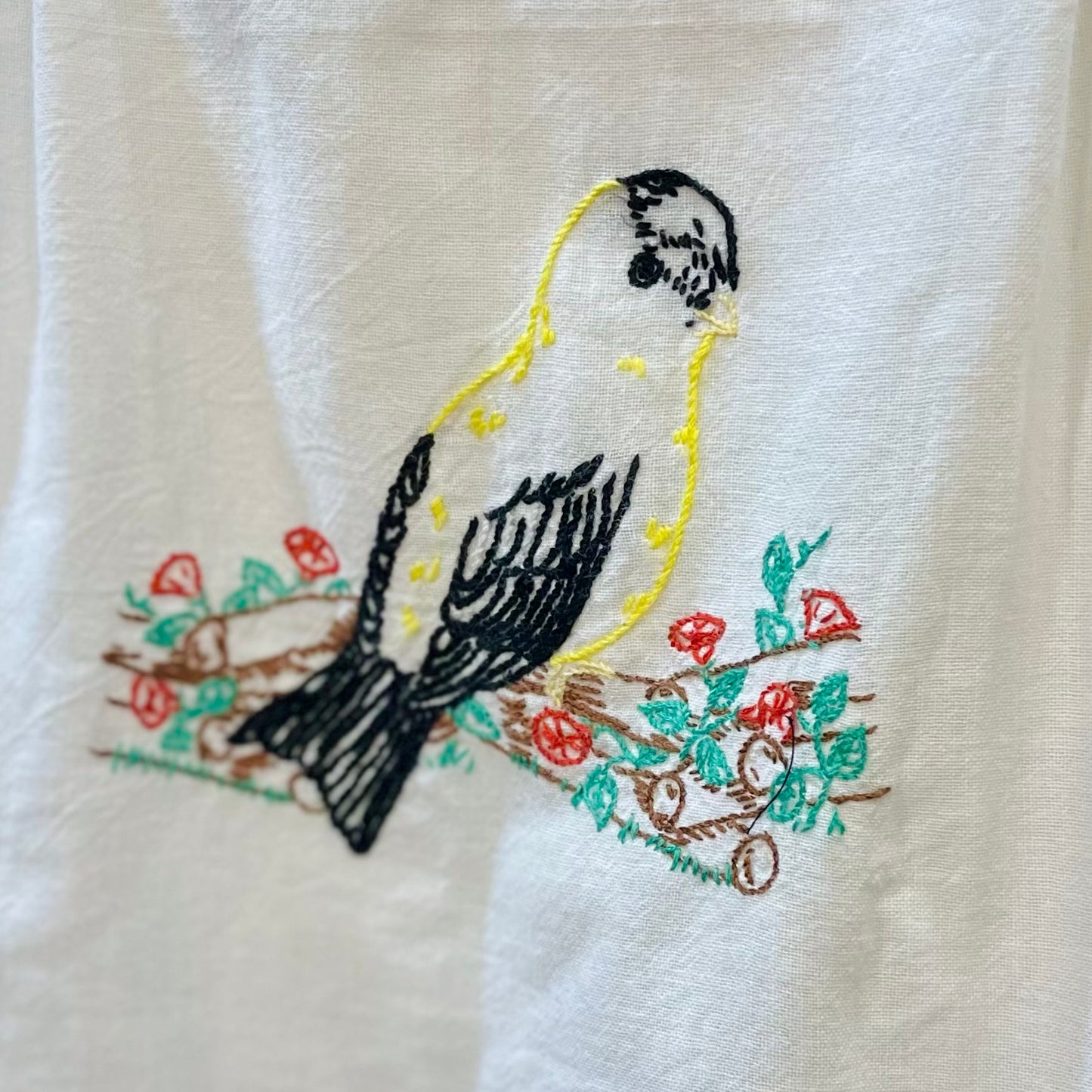 Bird Embroidered Flannel Shirt