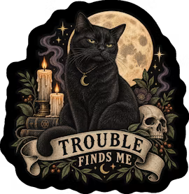 Trouble Finds Me Halloween Sticker