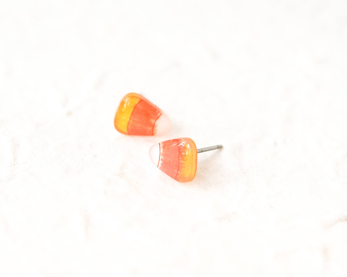 Candy Corn Tiny Halloween Stud Earrings