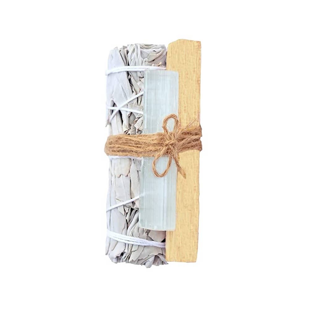 White Sage Bundle - Selenite Wand & Palo Santo