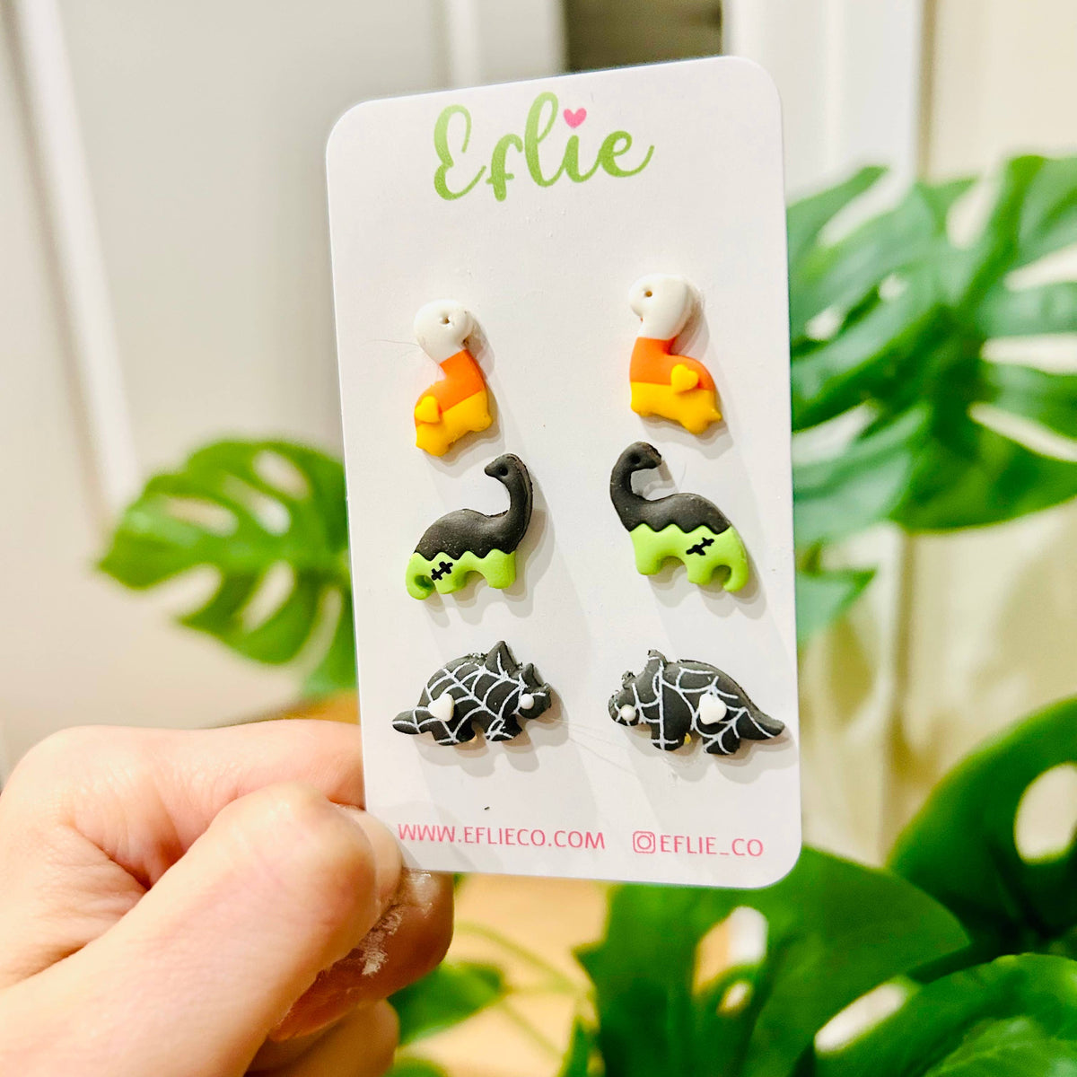 Halloween Dinosaurs Stud Earrings Candy Corn | Spooky Franke