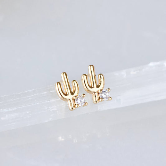 CZ Cactus Stud Earrings