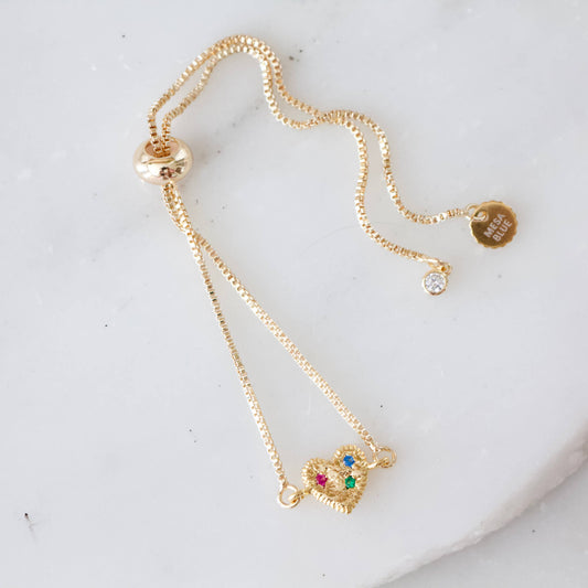 Zircon Heart Adjustable Bracelet