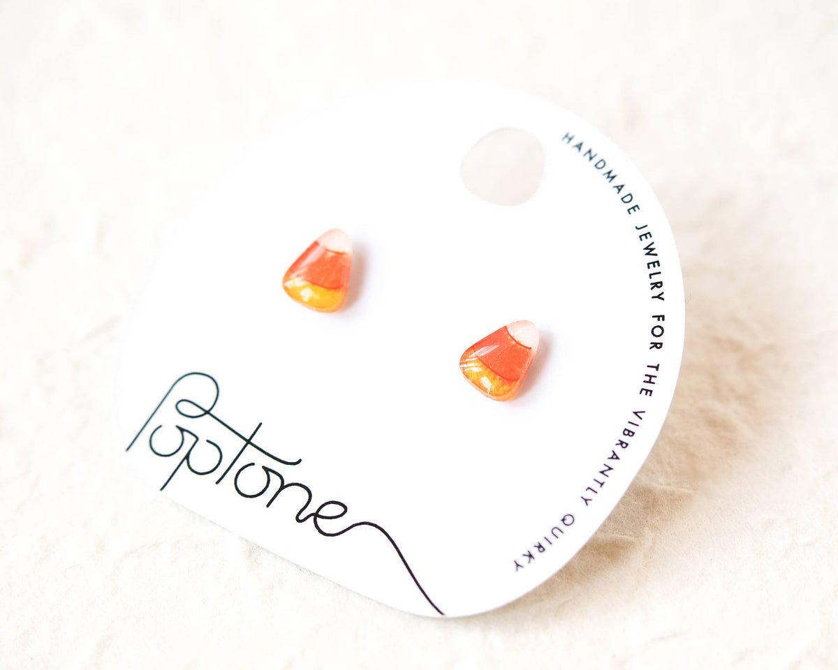 Candy Corn Tiny Halloween Stud Earrings