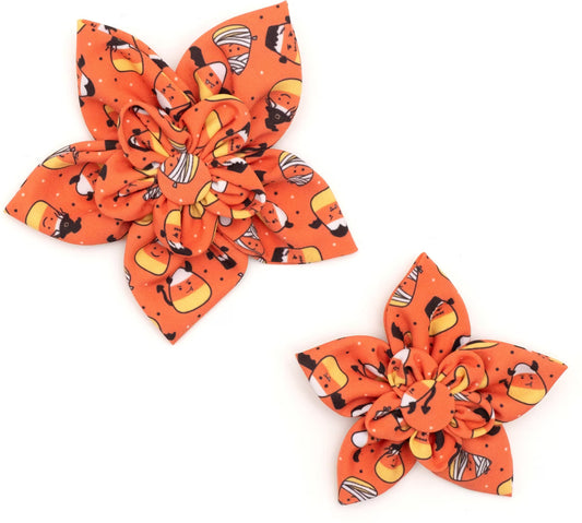 Candy Corn Ghouls Halloween Collar Flower for Dogs & Cats