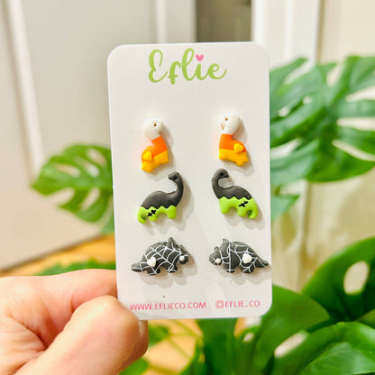 Halloween Dinosaurs Stud Earrings Candy Corn | Spooky Franke