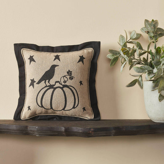 Raven Harvest 6x6 Primitive Pumpkin Pillow