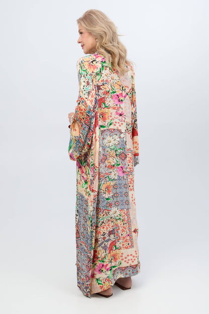Mixed Floral Long Kimono Duster