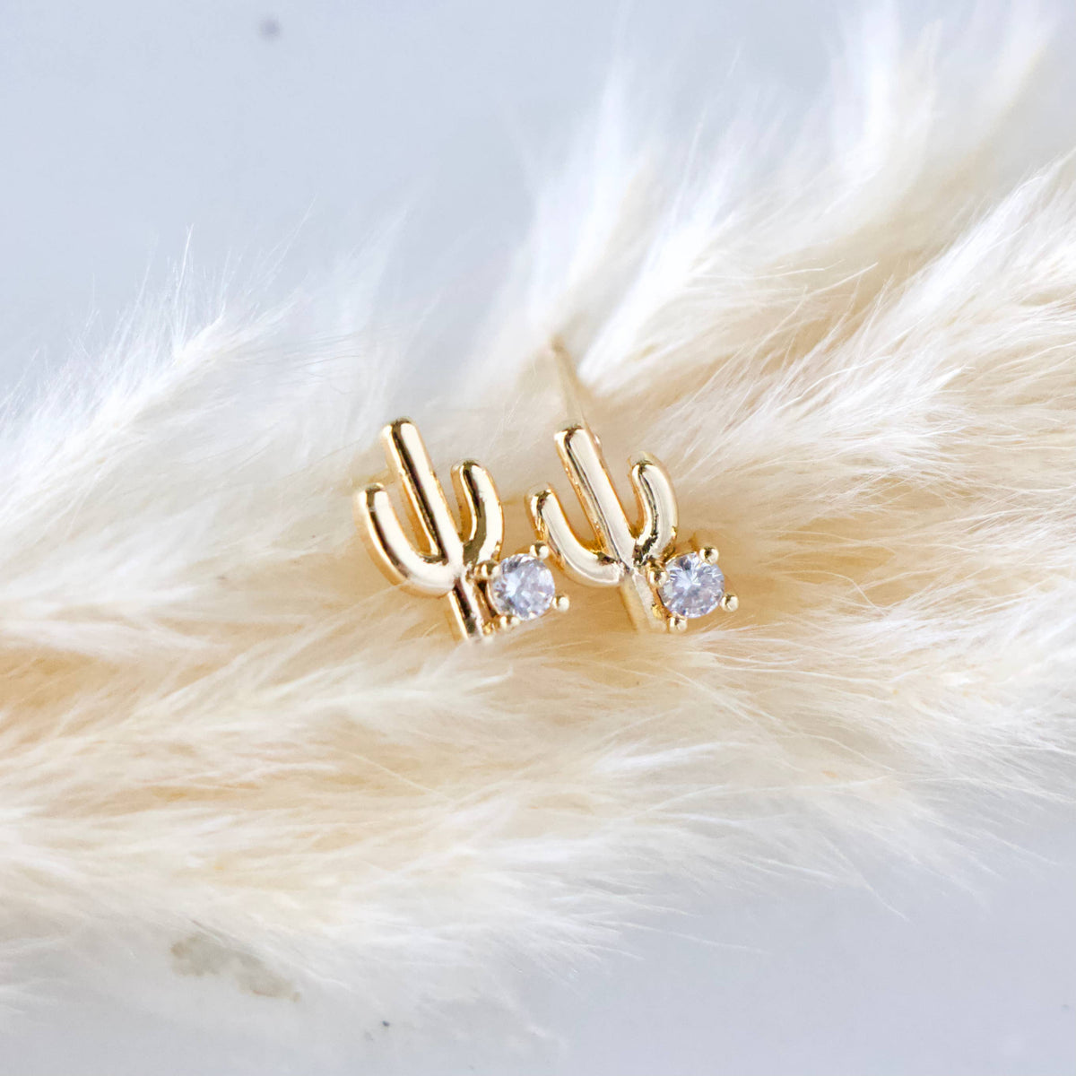 CZ Cactus Stud Earrings