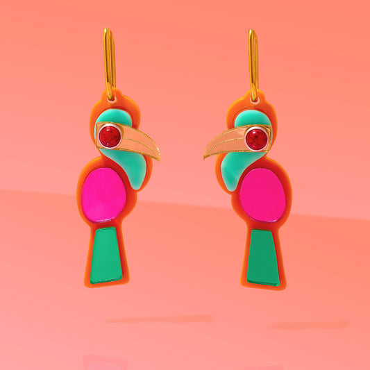 Toucan Hoop Earrings Vibrant