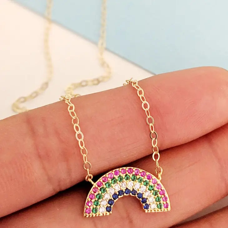 Rainbow Pave Necklace