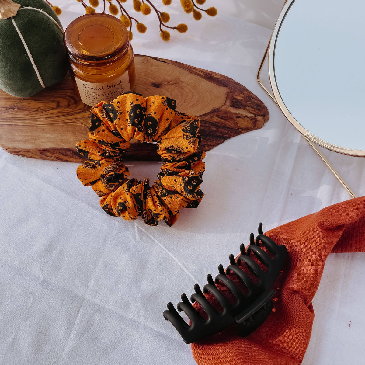 Scaredy Cat Halloween Cotton Scrunchie