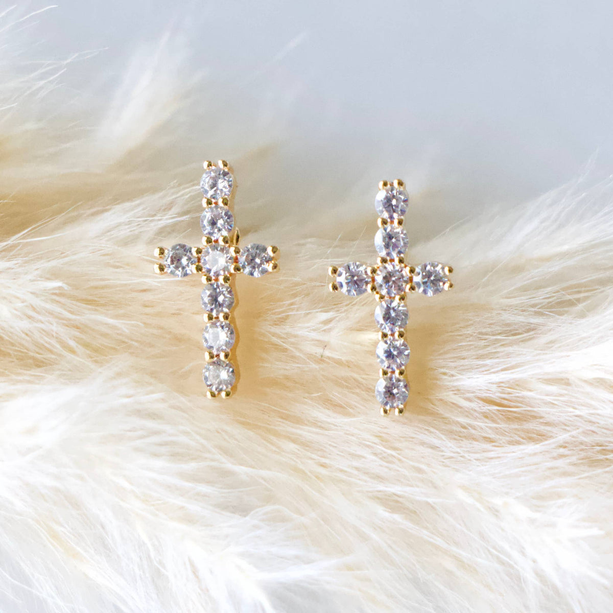 CZ Cross Stud Earrings