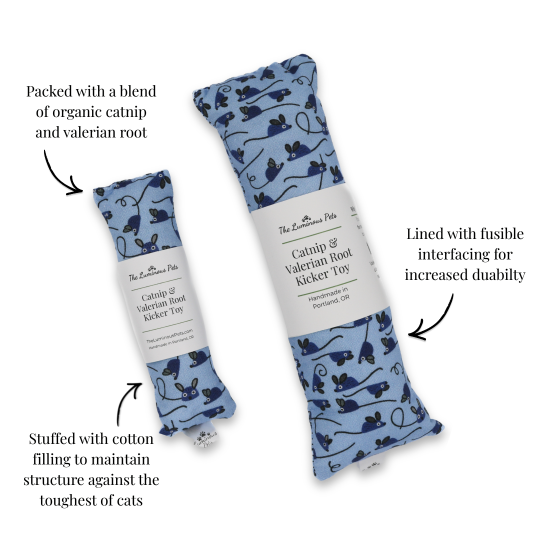 Catnip with Valerian Root Cat Toy | Blue Mice Cat Kicker