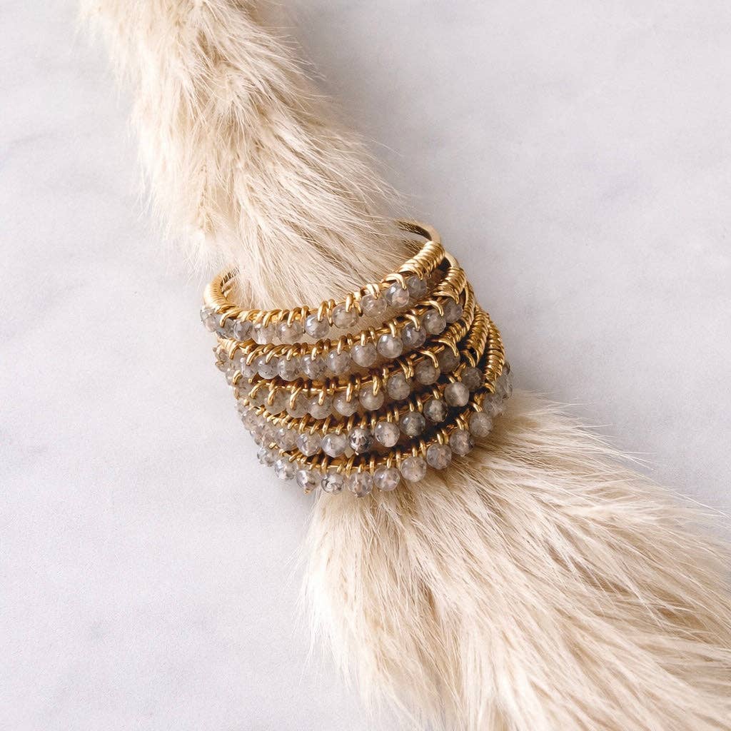 Labradorite Wire Wrapped Stack Ring