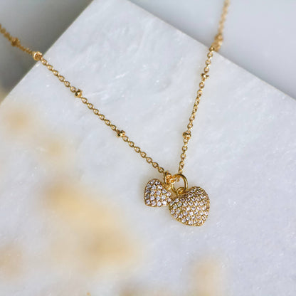 CZ Double Heart Necklace