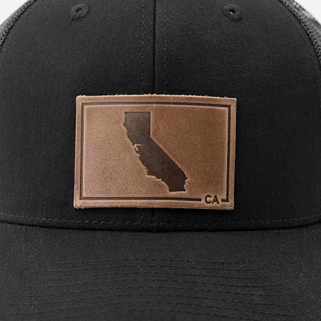 California Silhouette Hat | Leather Patch Trucker Hat