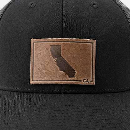California Silhouette Hat | Leather Patch Trucker Hat