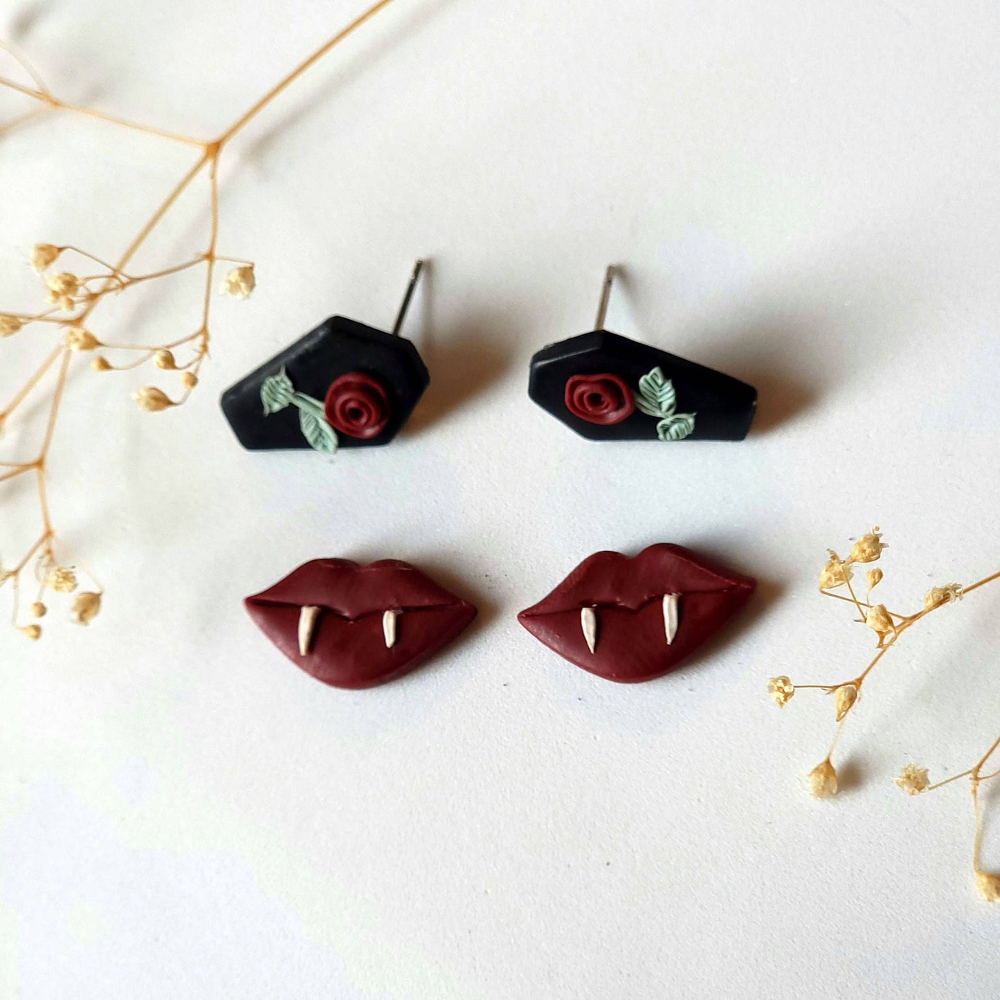 Spooky Halloween Vampire Costume Stud Earring Set, Vampire