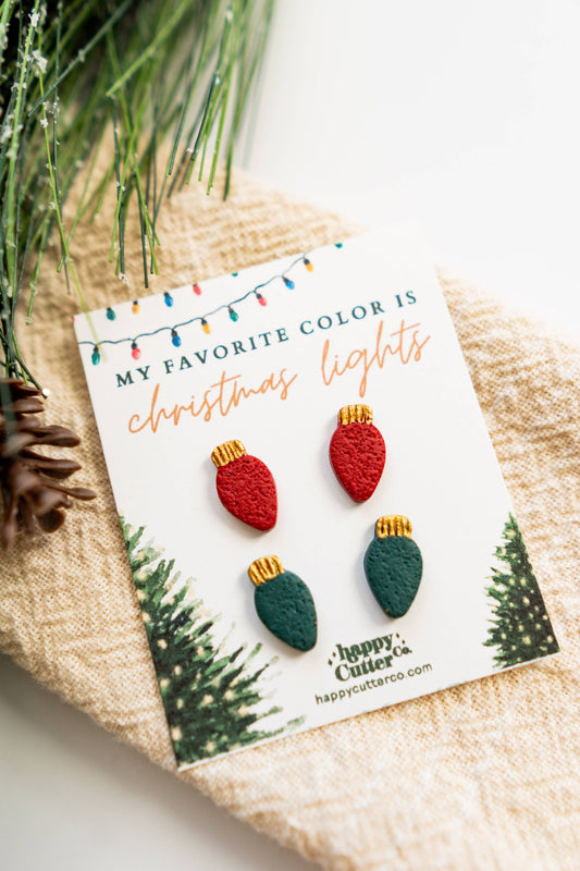 Holiday Stud Earrings | Festive Christmas Light Bulbs Studs