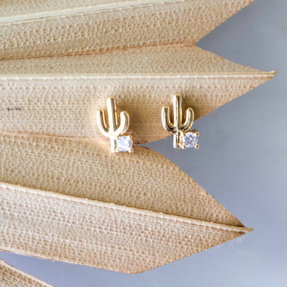 CZ Cactus Stud Earrings