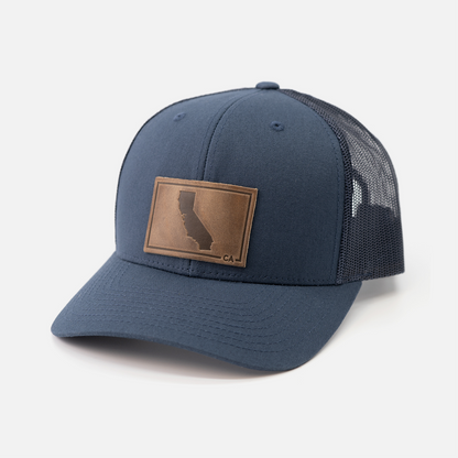 California Silhouette Hat | Leather Patch Trucker Hat