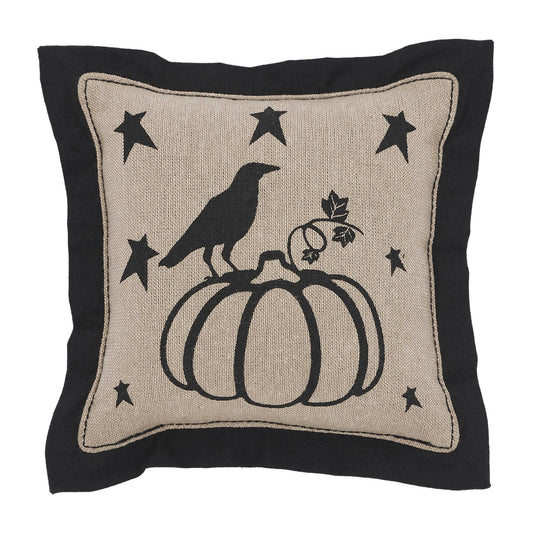 Raven Harvest 6x6 Primitive Pumpkin Pillow