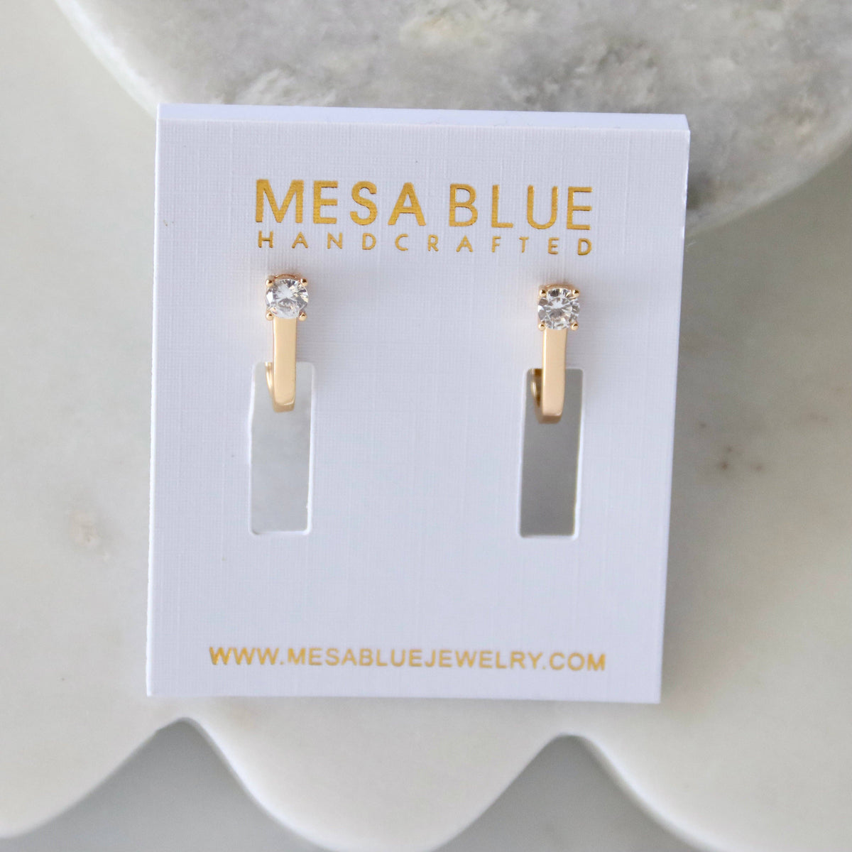 CZ U Huggie Hoop Earrings
