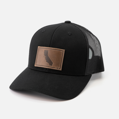 California Silhouette Hat | Leather Patch Trucker Hat