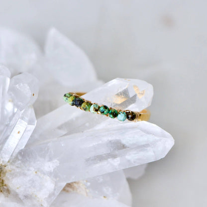 African Turquoise Wiire Wrapped Stack Ring