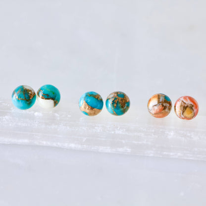 Oyster Copper Turquoise Stud Earrings