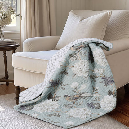 Belvedere Blue Quilted Throw