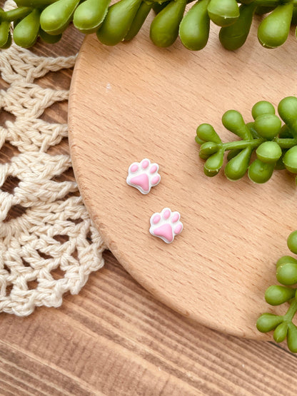 Paw Print Clay Stud Earrings