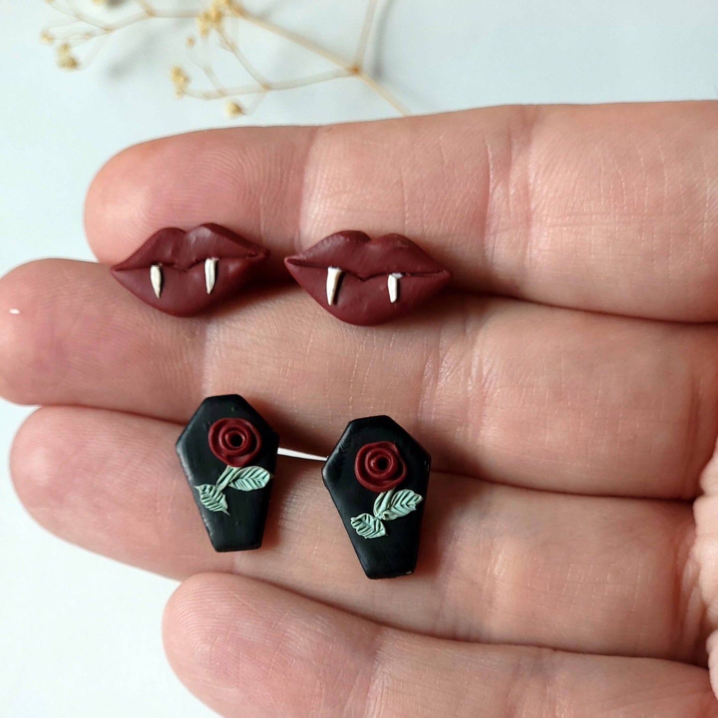 Spooky Halloween Vampire Costume Stud Earring Set, Vampire