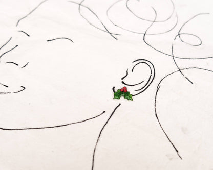 Christmas Holly Leaves Earrings