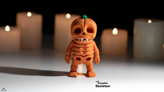 Tiny Baby Pumpkin Skeleton Halloween 3D Printed Toy, Fidget Toy