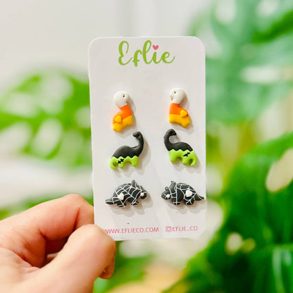 Halloween Dinosaurs Stud Earrings Candy Corn | Spooky Franke