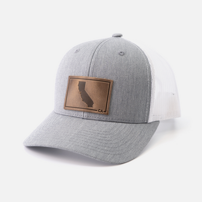 California Silhouette Hat | Leather Patch Trucker Hat