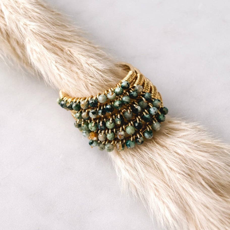 African Turquoise Wiire Wrapped Stack Ring