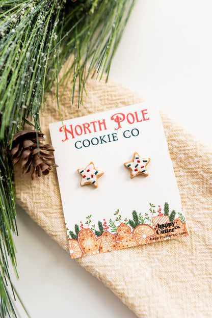 Cute Christmas Studs | Frosted Christmas Sugar Cookie Studs