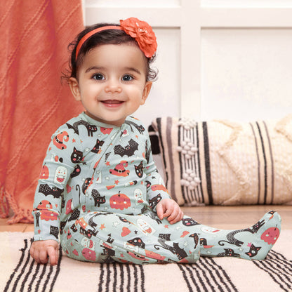 Halloween 🎃 Baby Romper – Soft Bamboo with 2-Way Zipper