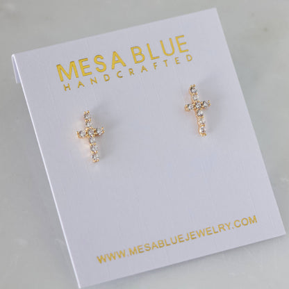 CZ Cross Stud Earrings