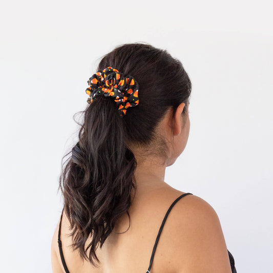 Candy Corn Halloween Cotton Scrunchie