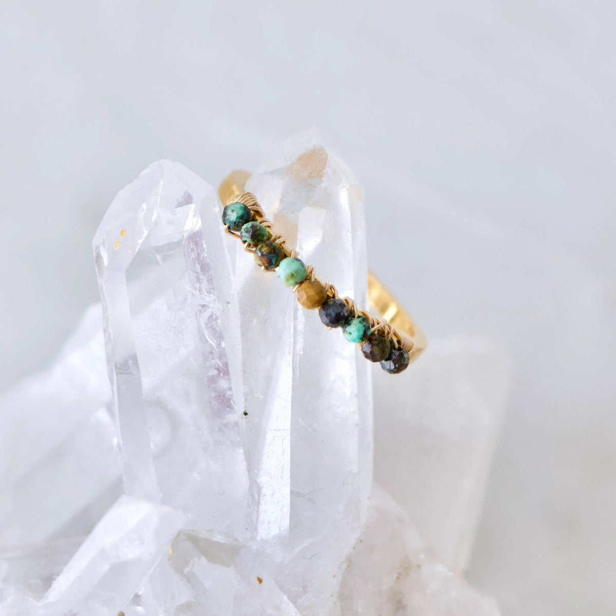 African Turquoise Wiire Wrapped Stack Ring