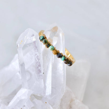 African Turquoise Wiire Wrapped Stack Ring